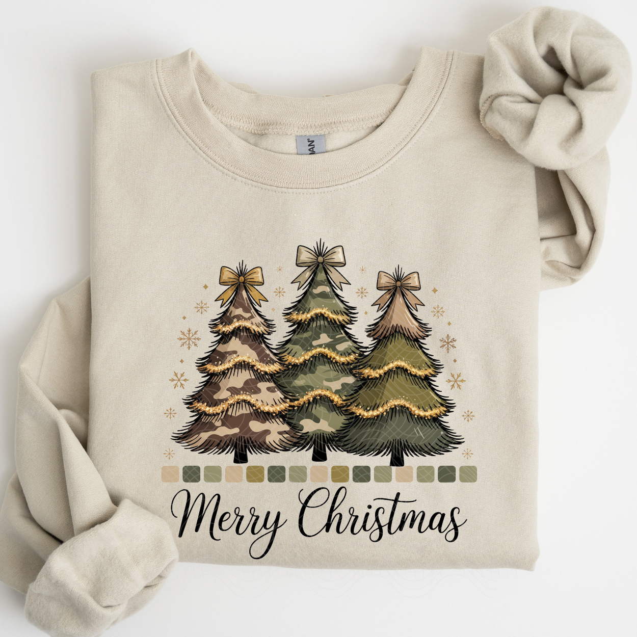 MERRY CHRISTMAS GREEN TREES - DTF TRANSFER