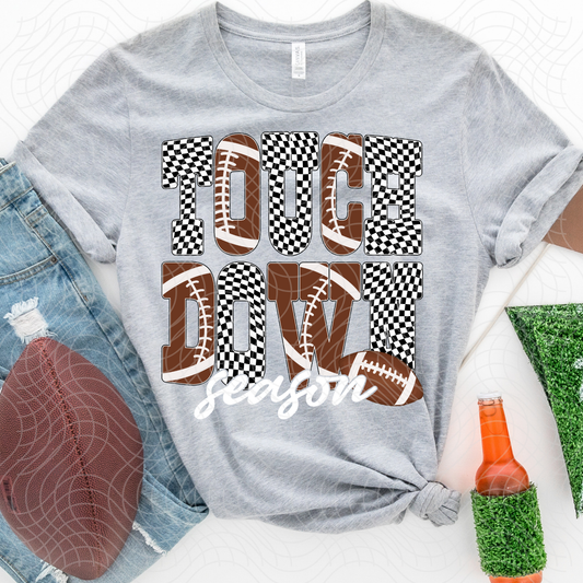 TOUCH DOWN SEASON WHITE TEXT - DTF TRANSFER