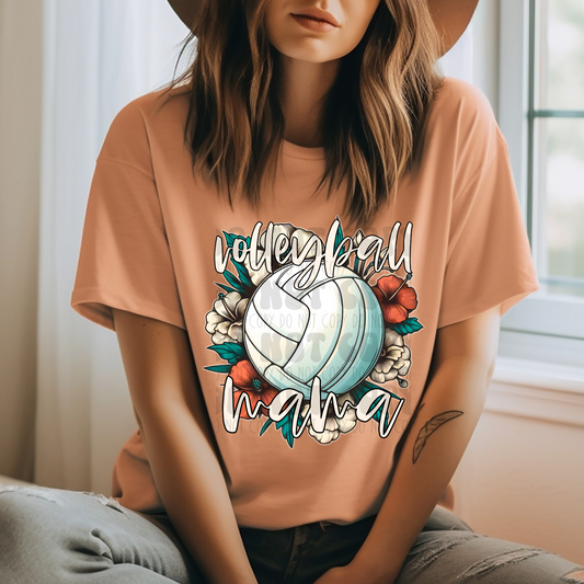 VOLLEYBALL MAMA FLORAL - DTF TRANSFER