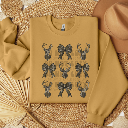 COQUETTE CAMO DEER HEAD, BOW, DEER HEAD - DTF TRANSFER