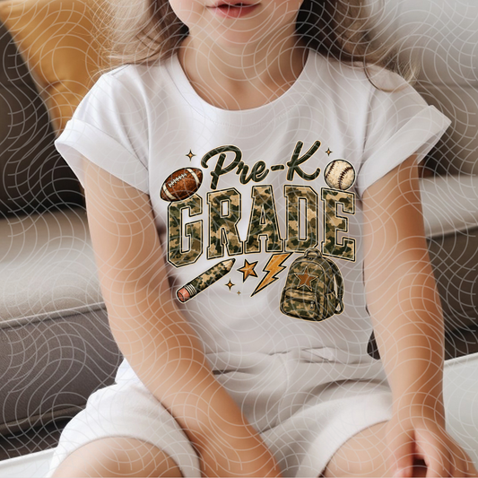 PRE-K GRADE CAMO BOOKBAG - DTF TRANSFER