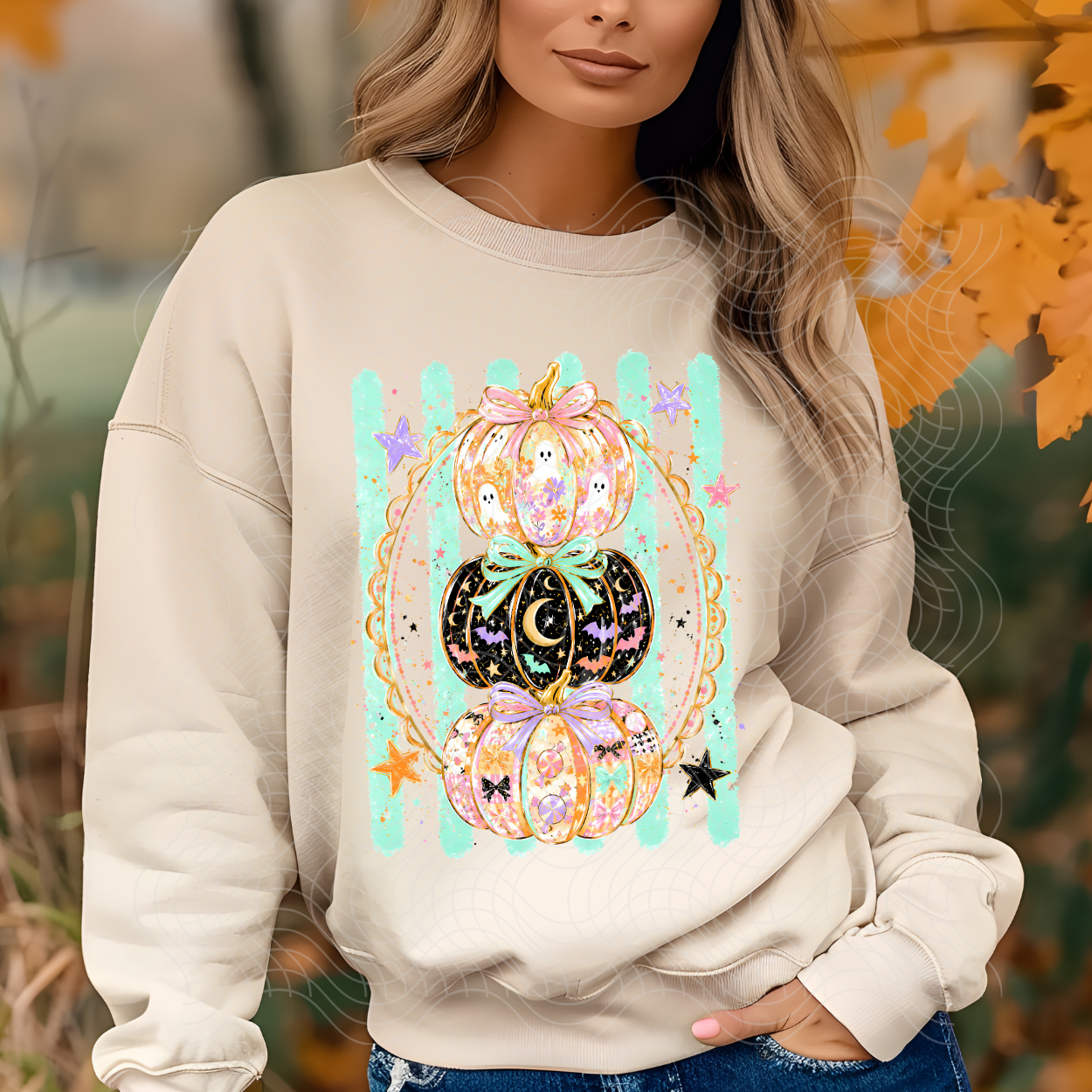 STACKED PUMPKINS STRIPED - DTF TRANSFER