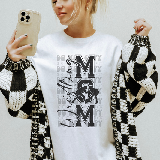 WRESTLING MOM VERTICAL BLK - DTF TRANSFER