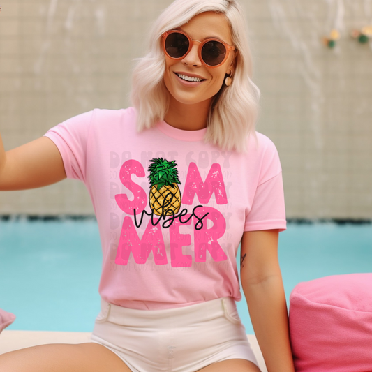 SUMMER VIBES PINEAPPLE - DTF TRANSFER