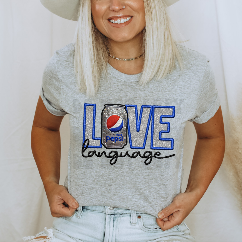 LOVE LANGUAGE DIET PEP FAUX EMBROIDERY - DTF TRANSFER