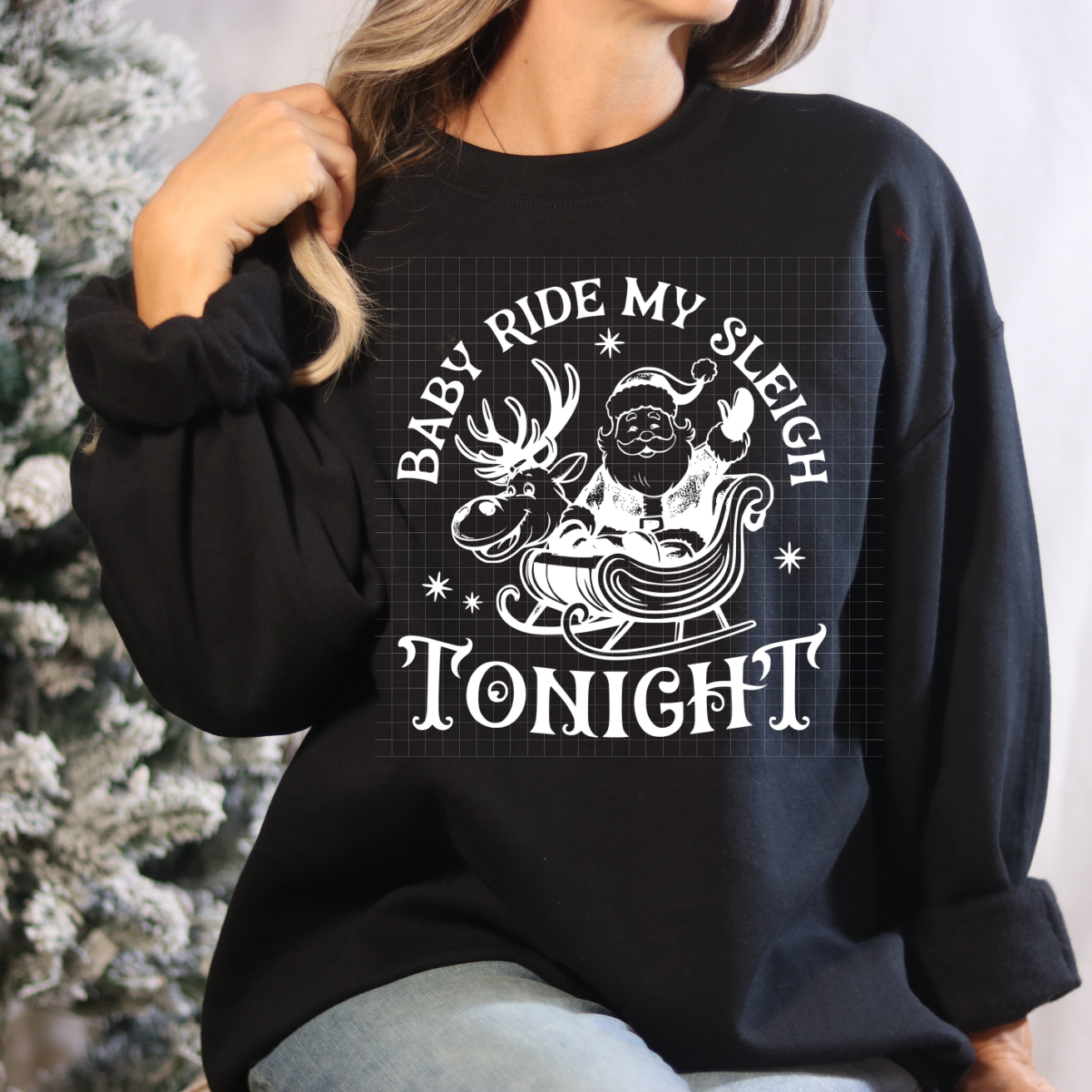 SNARKY RIDE MY SLEIGH WHITE - DTF TRANSFER