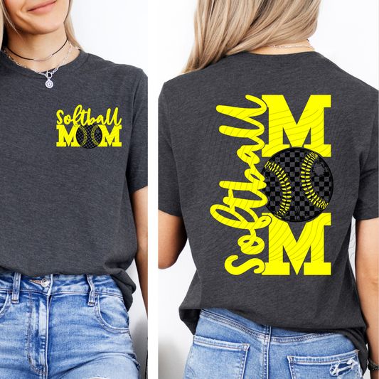 SOFTBALL MOM YELLOW W/ POCKET - DTF TRANSFER