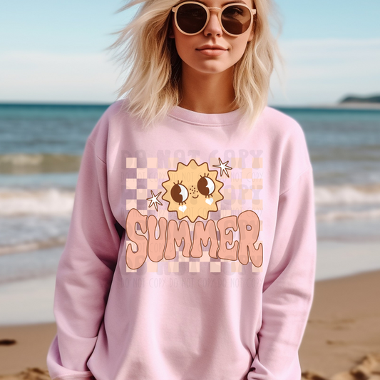 SUMMER SUN CHECKERED BACKGROUND - DTF TRANSFER