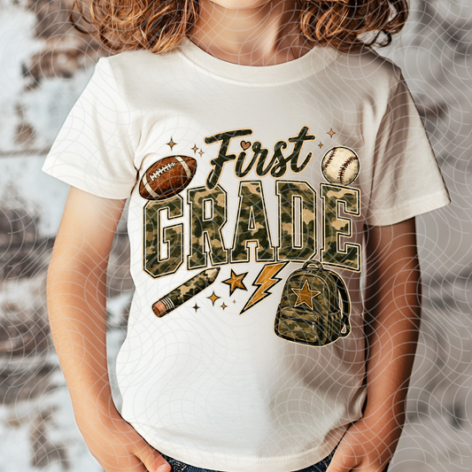 FIRST GRADE CAMO BOOKBAG - DTF TRANSFER