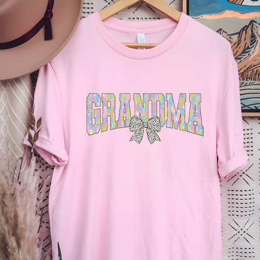 GRANDMA BRUSH POLKA DOT BOW - DTF TRANSFER