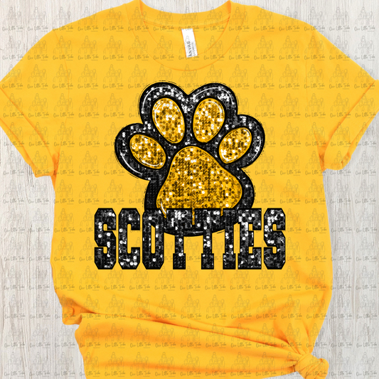 SCOTTIES MASCOT - FAUX SEQUINS - DTF TRANSFER