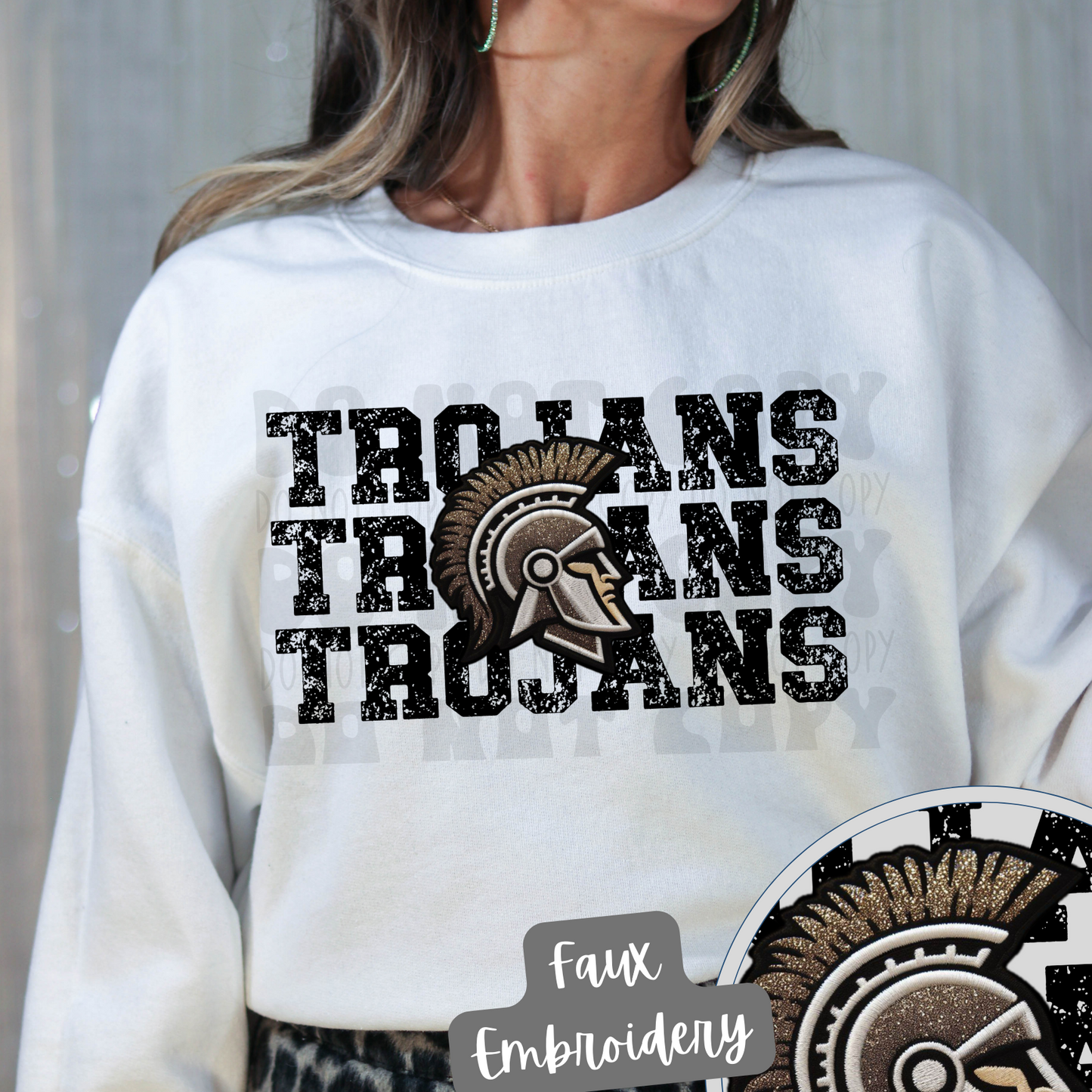 TROJANS STACKED FAUX EMBROIDERY - DTF TRANSFER