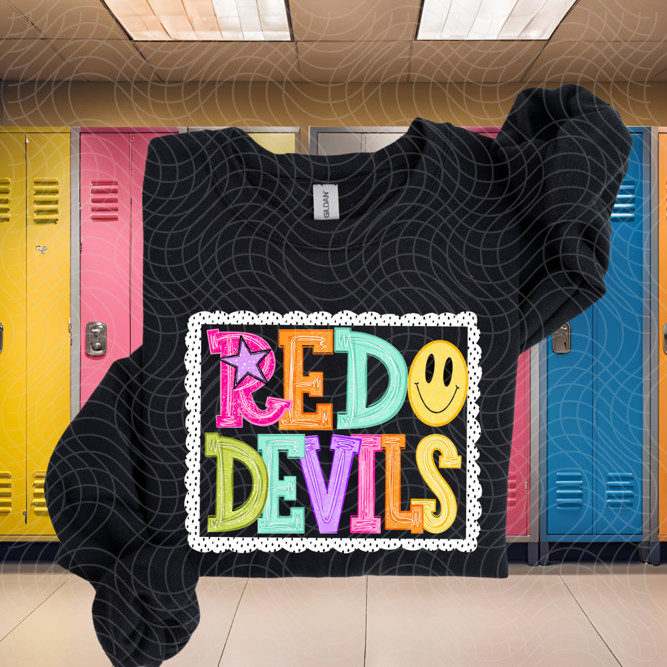RED DEVILS POLKA DOT FRAME - DTF TRANSFER