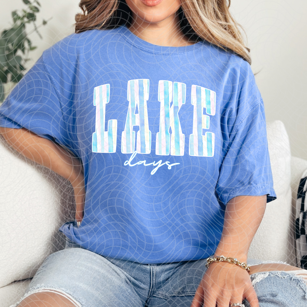 LAKE DAYS WHITE OUTLINE - DTF TRANSFER
