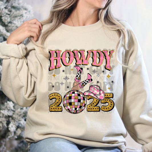HOWDY 2025 PINK/GOLD - DTF TRANSFER