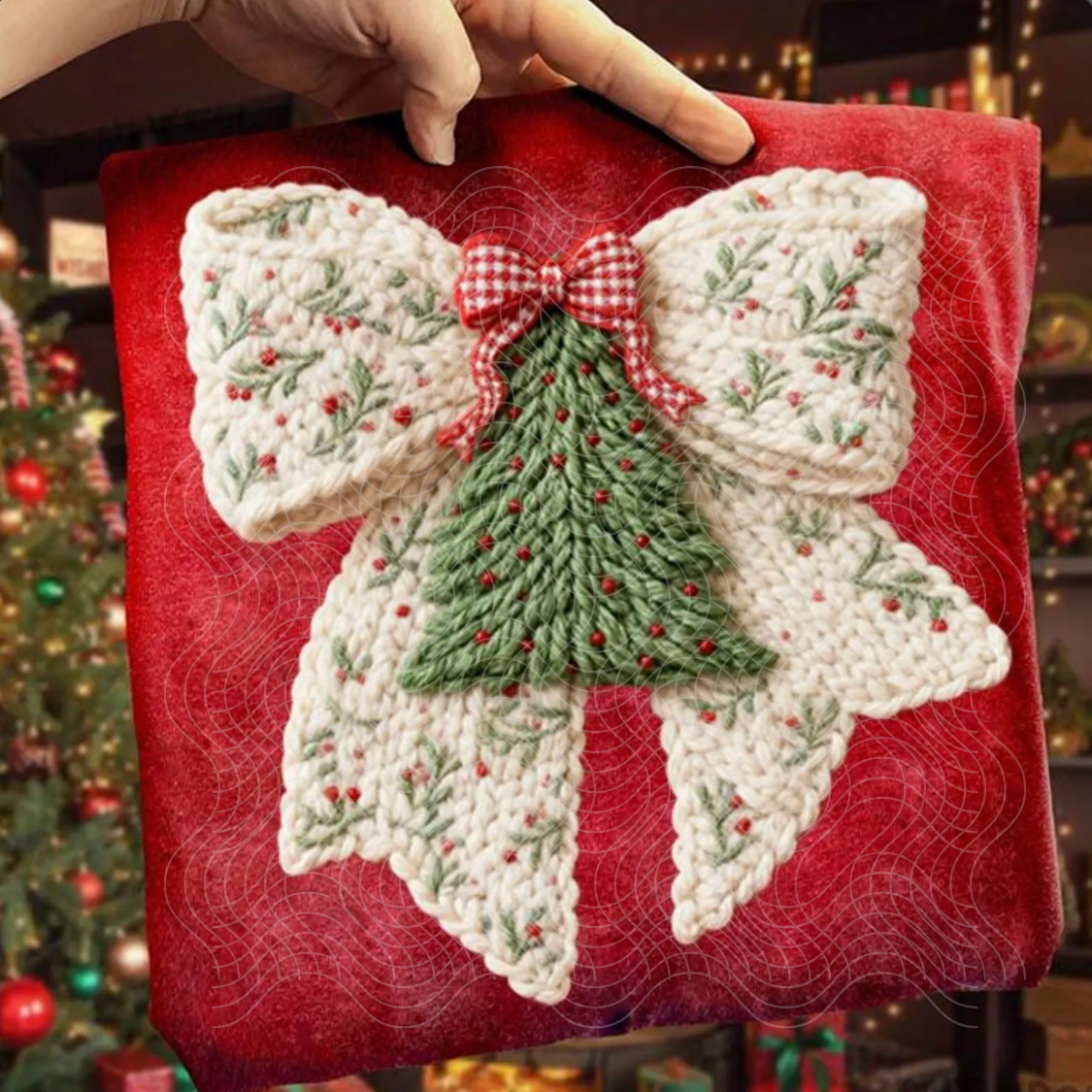 FAUX YARN TREE BOW - DTF TRANSFER