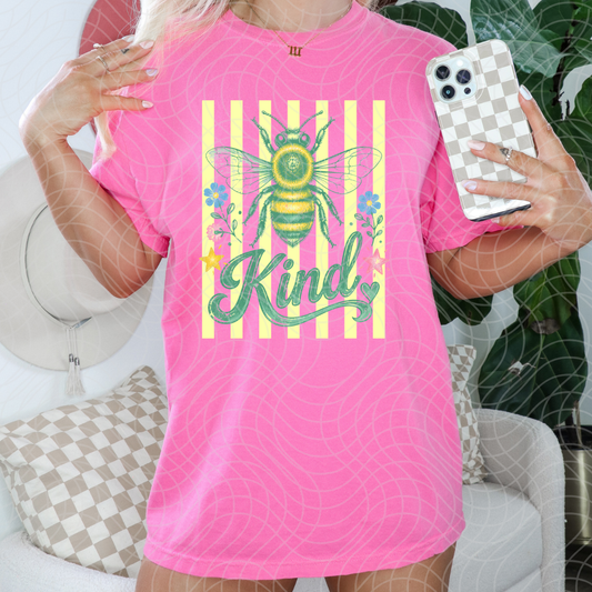 BEE KIND YELLOW STRIPE - DTF TRANSFER