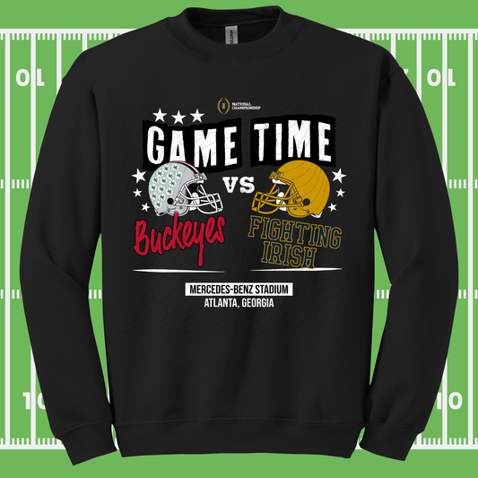 GAME TIME WHITE TEXT WITH STARS - DTF TRANSFER
