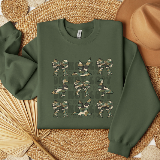 COQUETTE TAN CAMO BOW, DUCK, BOW - DTF TRANSFER