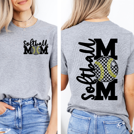 SOFTBALL MOM BLK W/ POCKET - DTF TRANSFER
