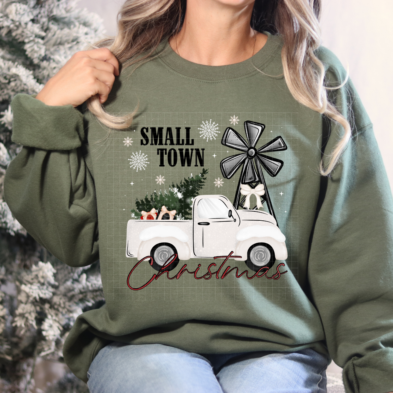 SMALL TOWN CHRISTMAS RED TXT - DTF TRANSFER