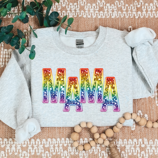 MAMA RAINBOW FAUX SEQUINS - DTF TRANSFER