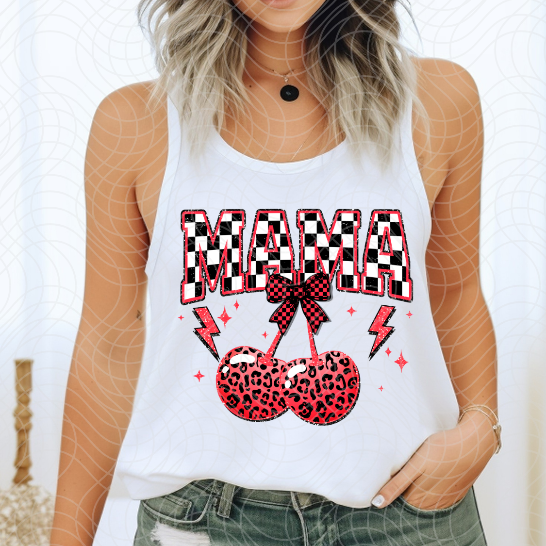MAMA CHERRY RED CHETTAH -DTF TRANSFER