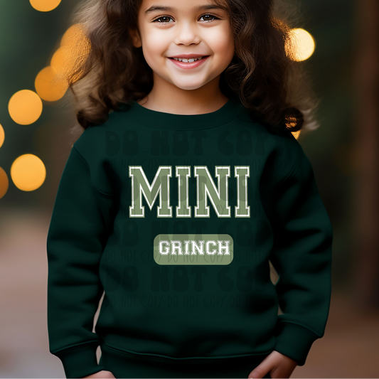 MINI GRINCH VARSITY GREEN - DTF TRANSFER
