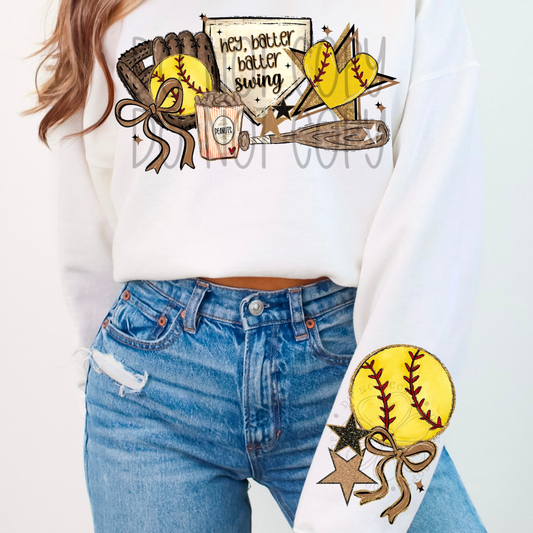 SOFTBALL NO WORDS W/ SLEEVE - DTF TRANSFER