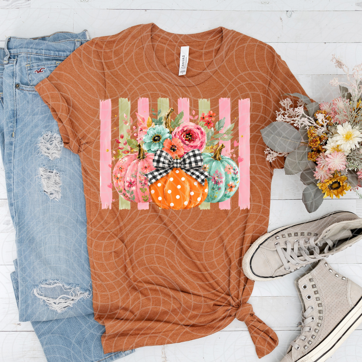 PUMPKIN W/ FLOWERS- DTF TRANSFER