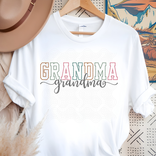GRANDMA COLORED VARSITY W/ SCRIPT - DTF TRANSFER