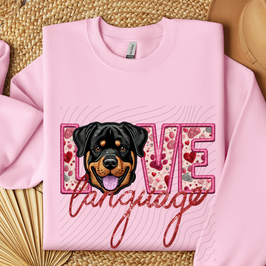 ROTTWEILER, FAUX EMBROIDERY & FAUX SEQUINS - DTF TRANSFER
