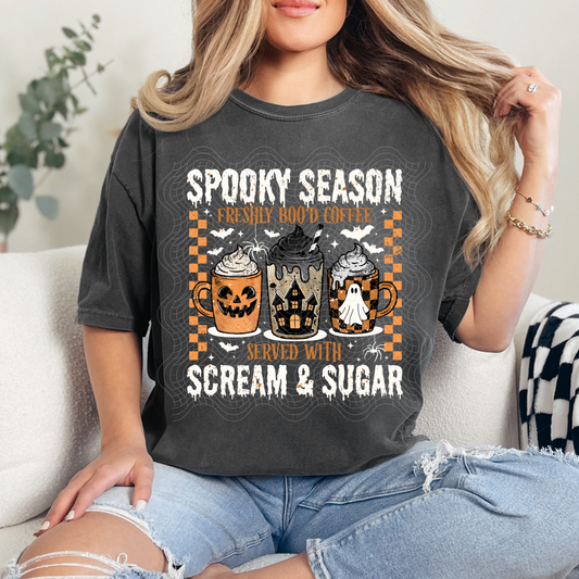SPOOKY SEASON COFFEE WHITE TEXT - DTF TRANSFER