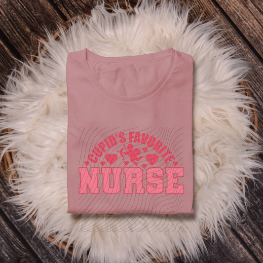 CUPIDS FAV NURSE, PINK, DISTRESSED - DTF TRANSFER