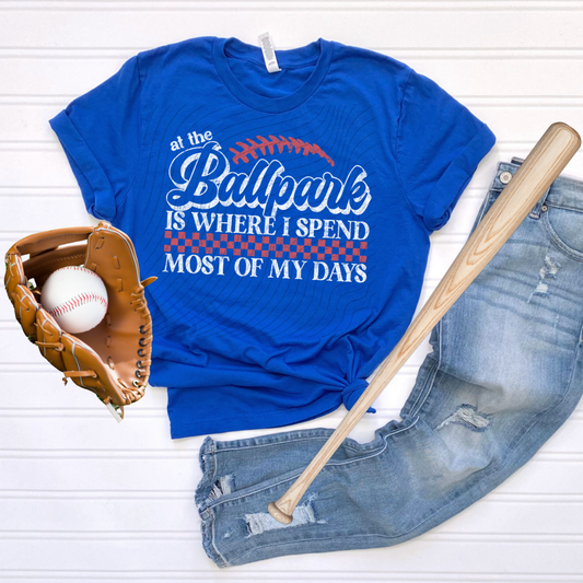 BALLPARK WHT TEXT DISTRESSED - DTF TRANSFER