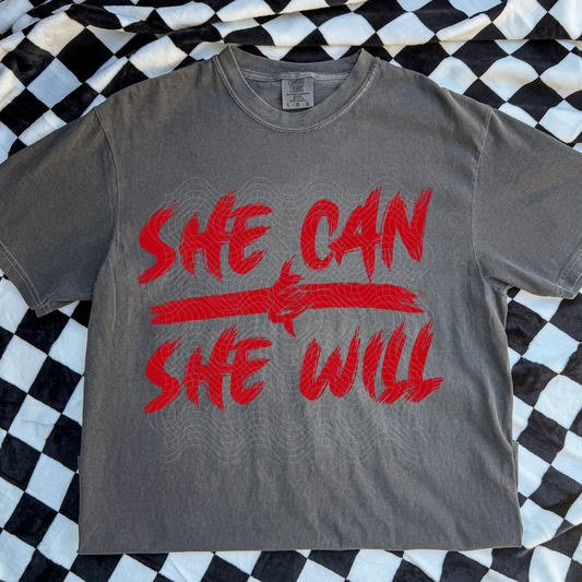 SHE CAN & SHE WILL - DTF TRANSFER