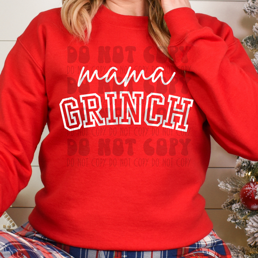 MAMA GRINCH VARSITY WHITE - DTF TRANSFER