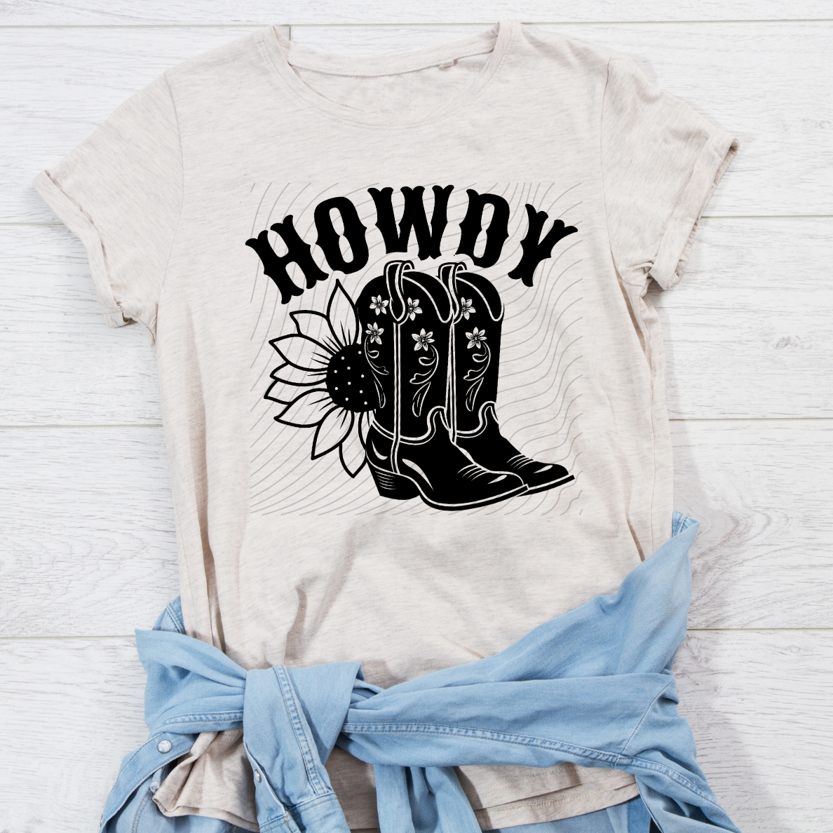 HOWDY BOOTS BLACK - DTF TRANSFER