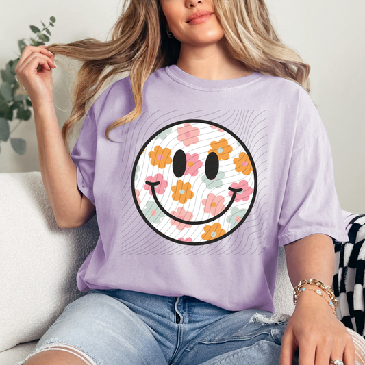 FLORAL SMILEY - DTF TRANSFER