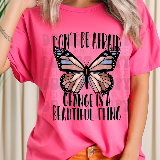 CHANGE IS BEAUTIFUL PINK BUTTERFLY - DTF TRANSFER