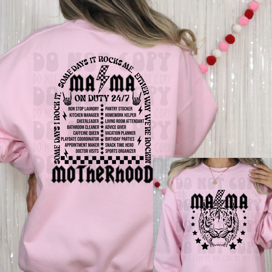 MOTHERHOOD BLK - FRONT AND BACK - DTF TRANSFER