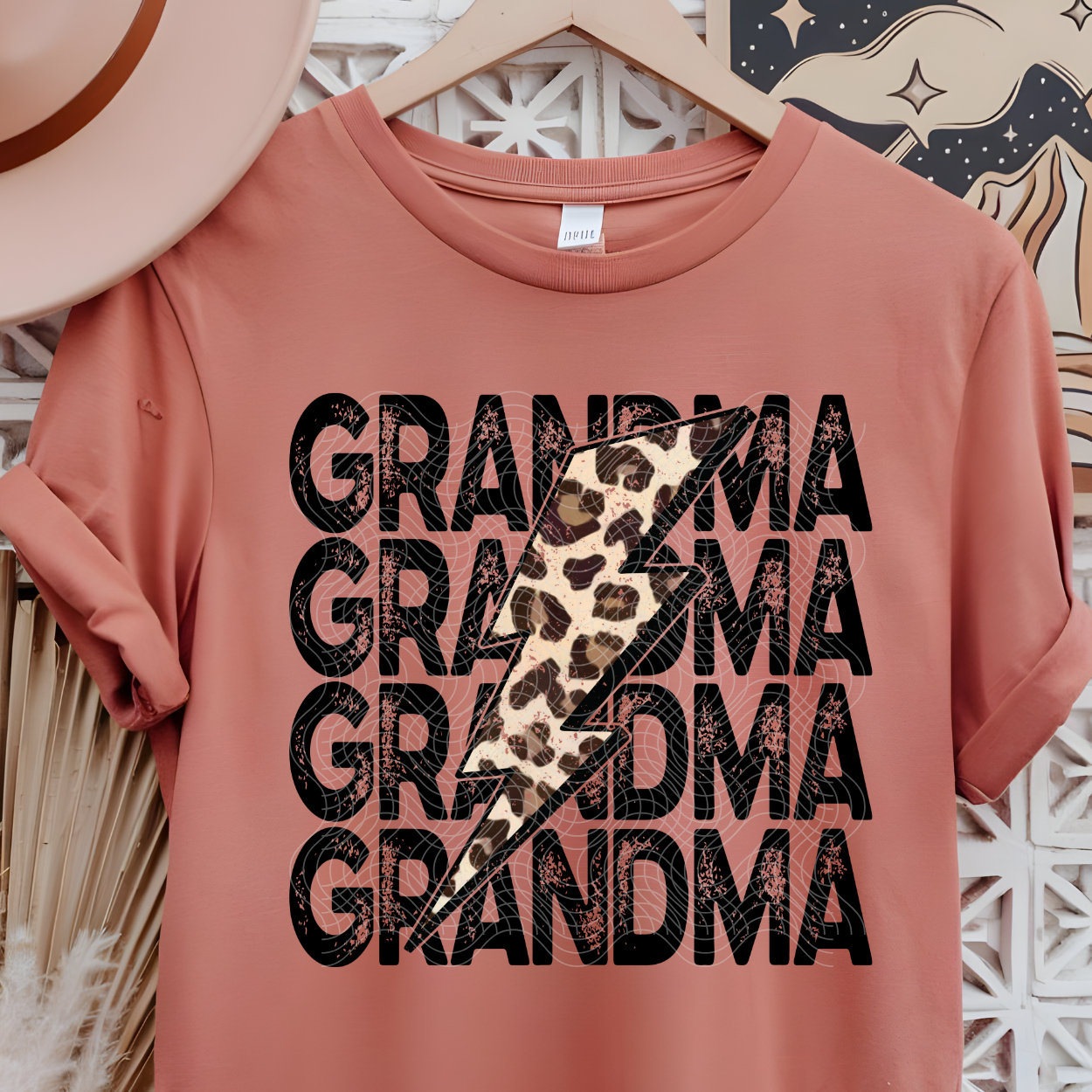 GRANDMA STACKED LEOPARD BOLT - DTF TRANSFER