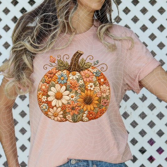 QUILT FLOWER PUMPKIN - DTF TRANSFER