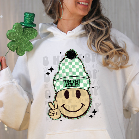 LUCKY VIBES TOBOGGAN SMILEY DISTRESSED - DTF TRANSFER