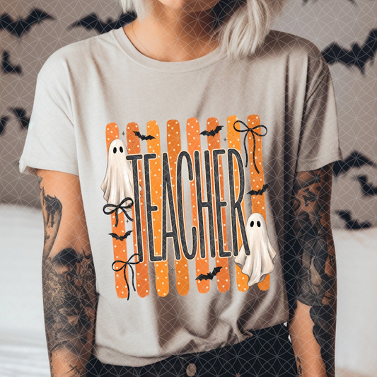 ORANGE STRIPE TEACHER - DTF TRANSFER