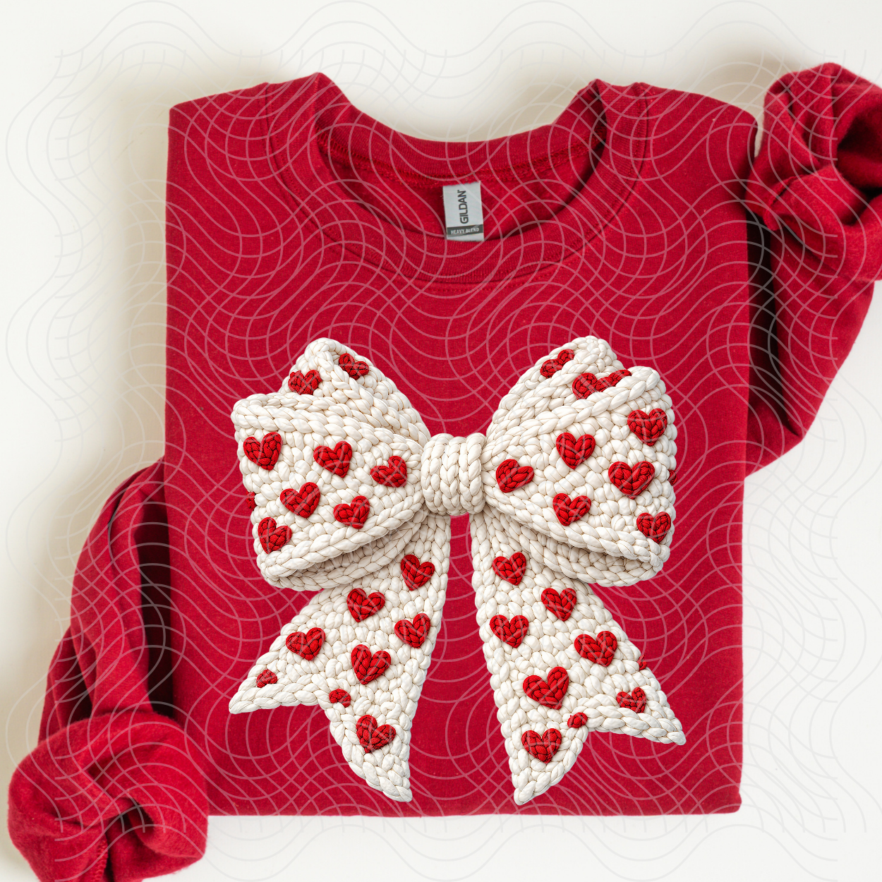 FAUX YARN HEART BOW - DTF TRANSFER