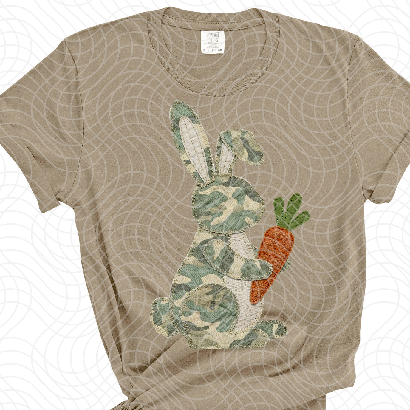 FAUX EMBROIDERY CAMO BUNNY - DTF TRANSFER