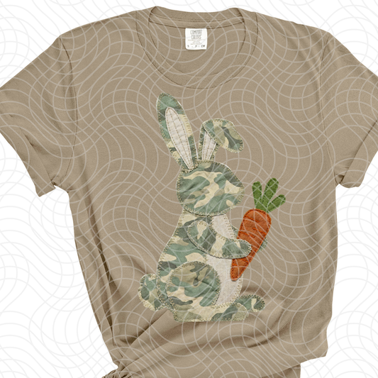 FAUX EMBROIDERY CAMO BUNNY - DTF TRANSFER