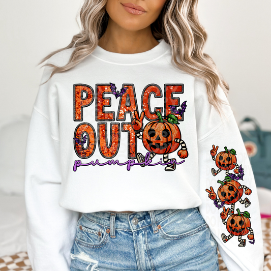 PEACE OUT PUMPKIN W/ SLEEVE - DTF TRANSFER
