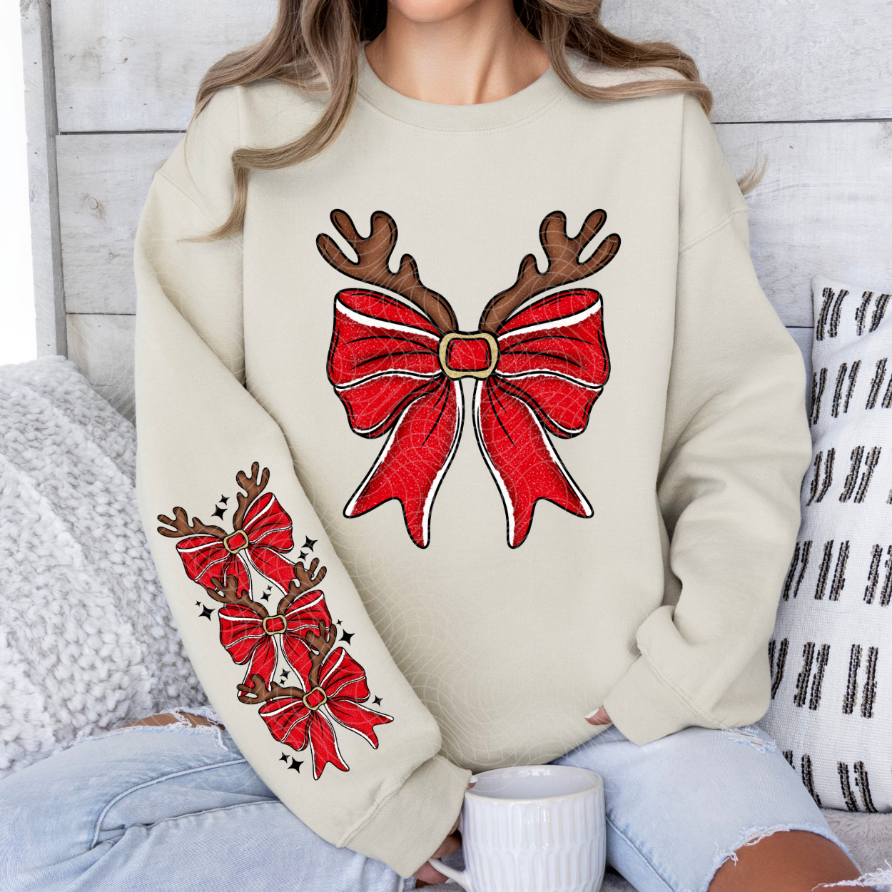 REINDEER BOW W/ SLEEVE - DTF TRANSFER